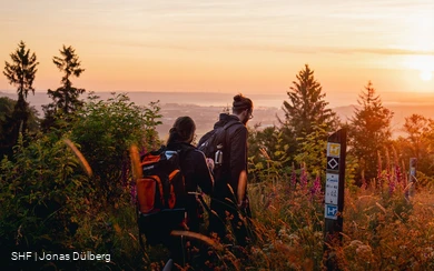 Junges Paar unterwegs auf dem Fernwanderweg Sauerland Höhenflug