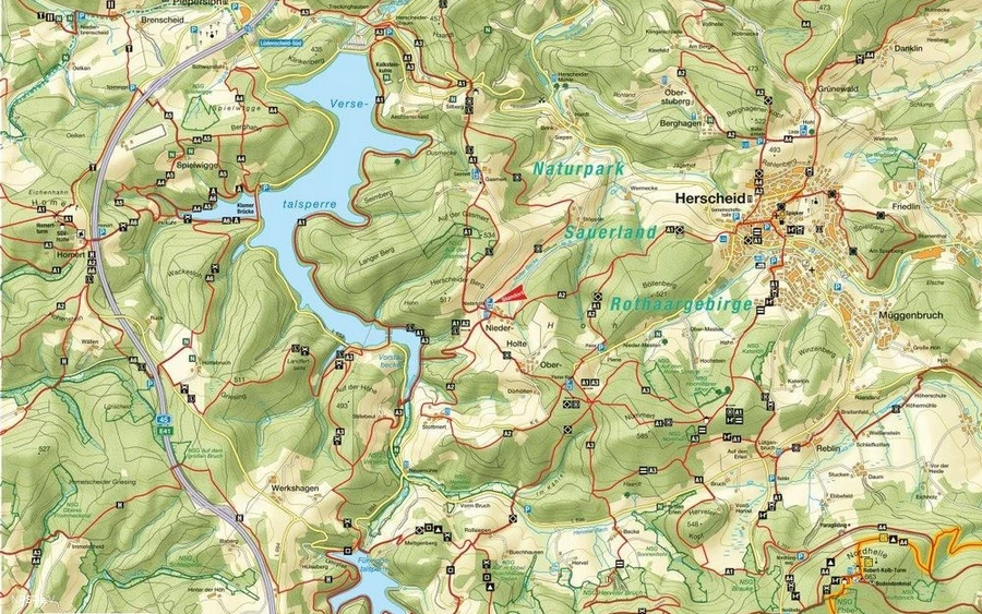 Wanderwegenetz am Wanderparkplatz Niederholte