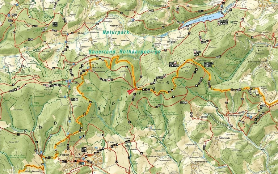 Ausschnitt aus dem Wanderwegenetz Ausschnitt aus dem Wanderwegenetz